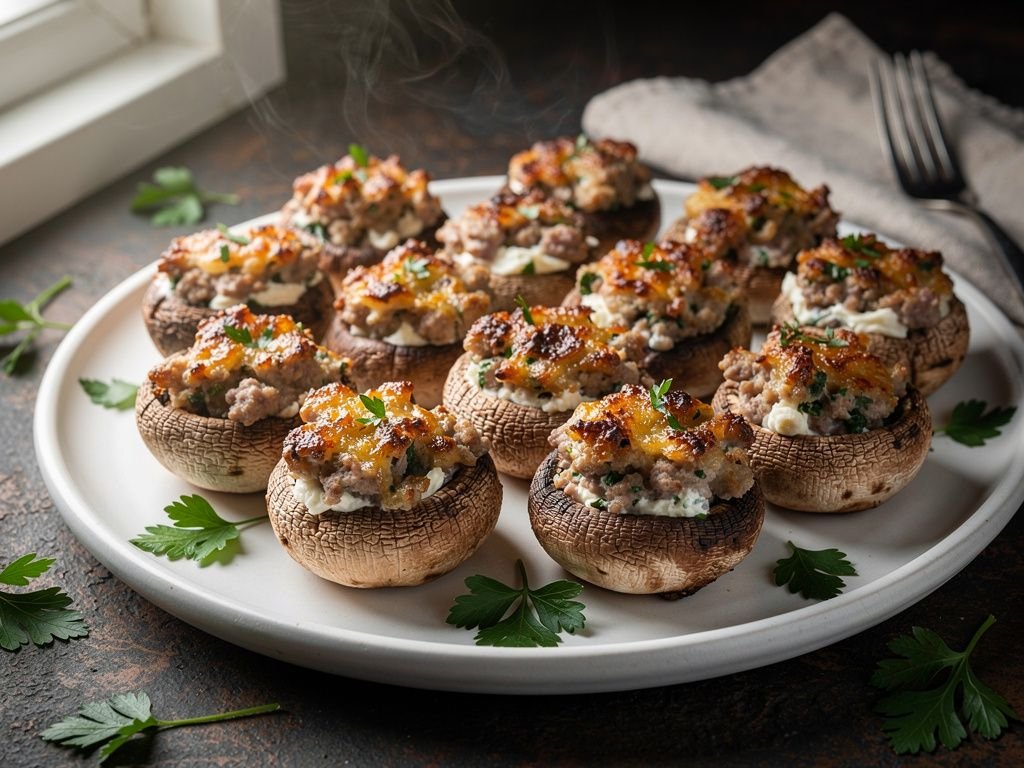 Baked Sausage-Stuffed Mushrooms