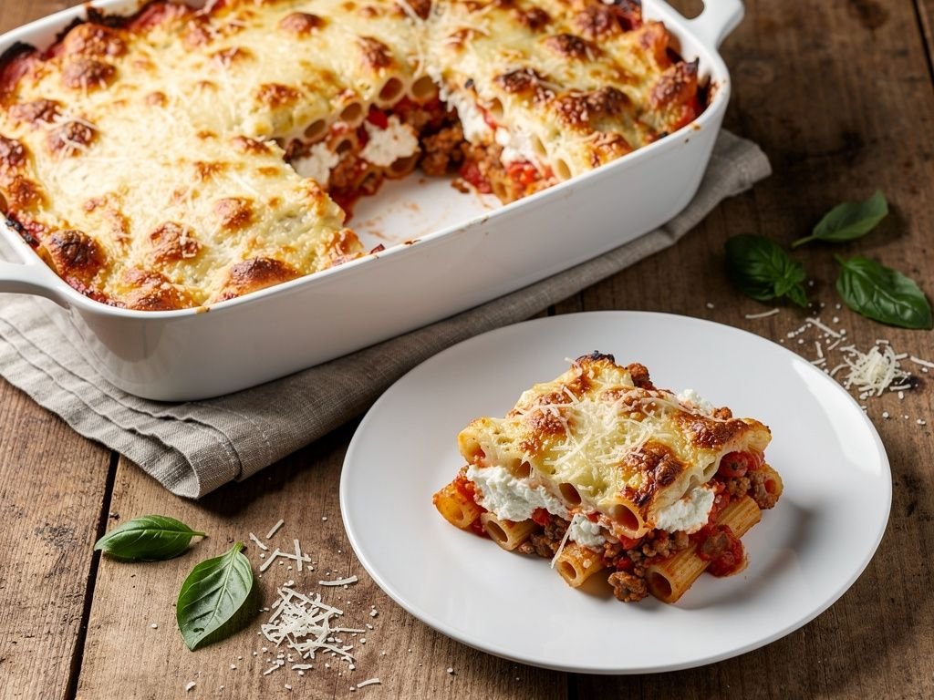 Baked Ziti with Ricotta and Mozzarella