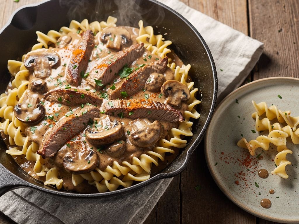 Creamy Beef Stroganoff with Egg Noodles