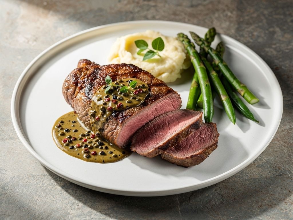 Filet Mignon with Peppercorn Sauce