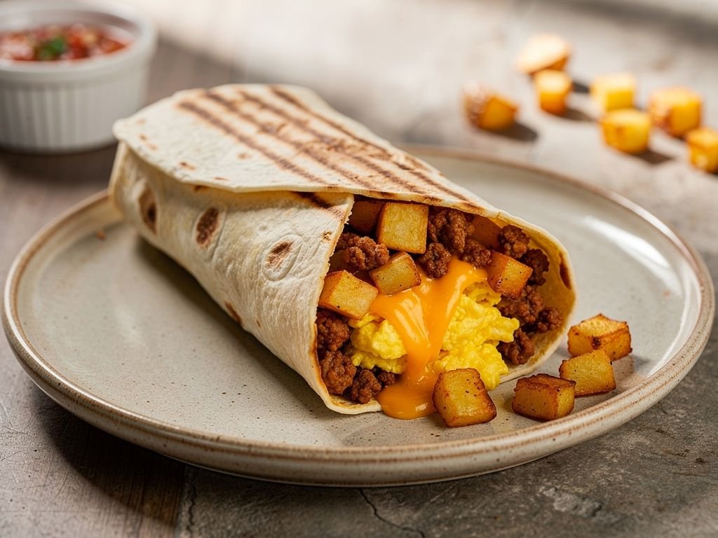 Breakfast Burrito with Chorizo and Crispy Potatoes