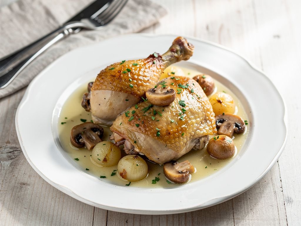 French Chicken in White Wine (Coq au Vin Blanc)