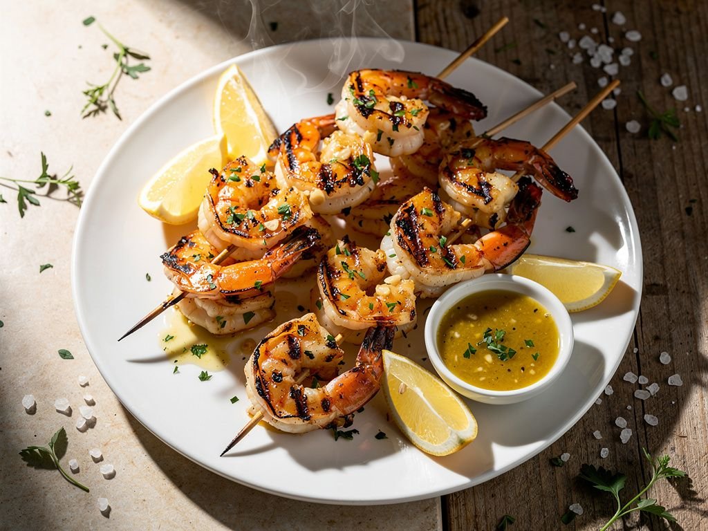 Grilled Shrimp Skewers with Garlic Butter