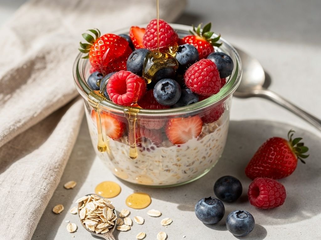 Overnight Oats with Berries and Honey