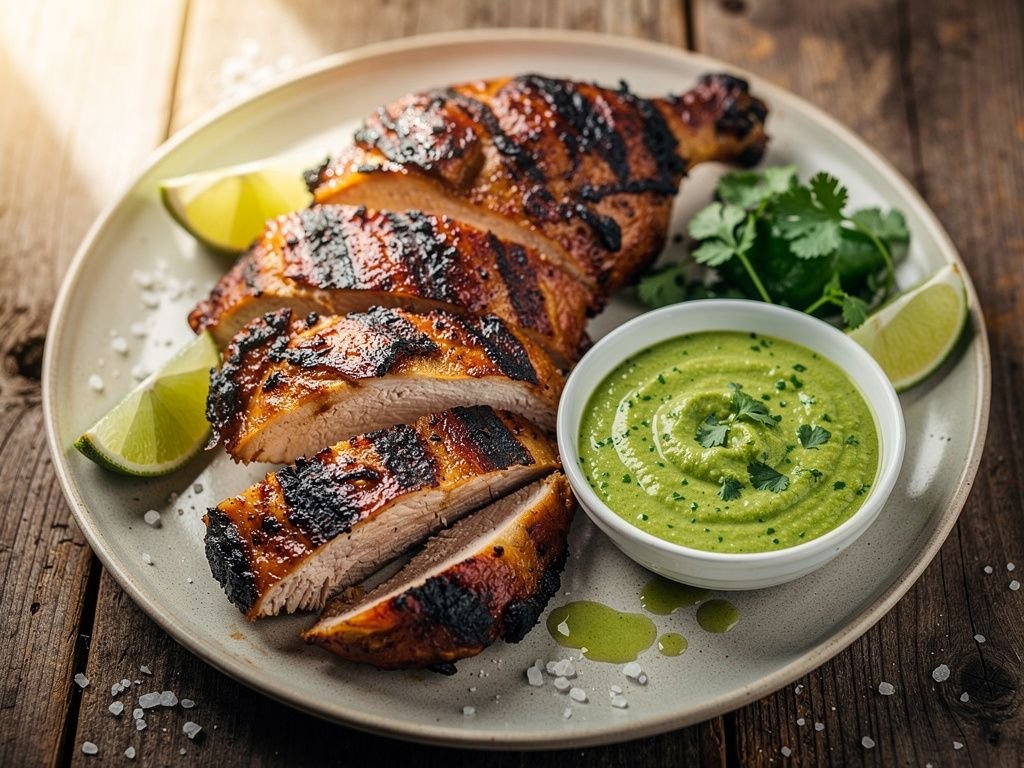 Peruvian-Style Grilled Chicken with Green Sauce