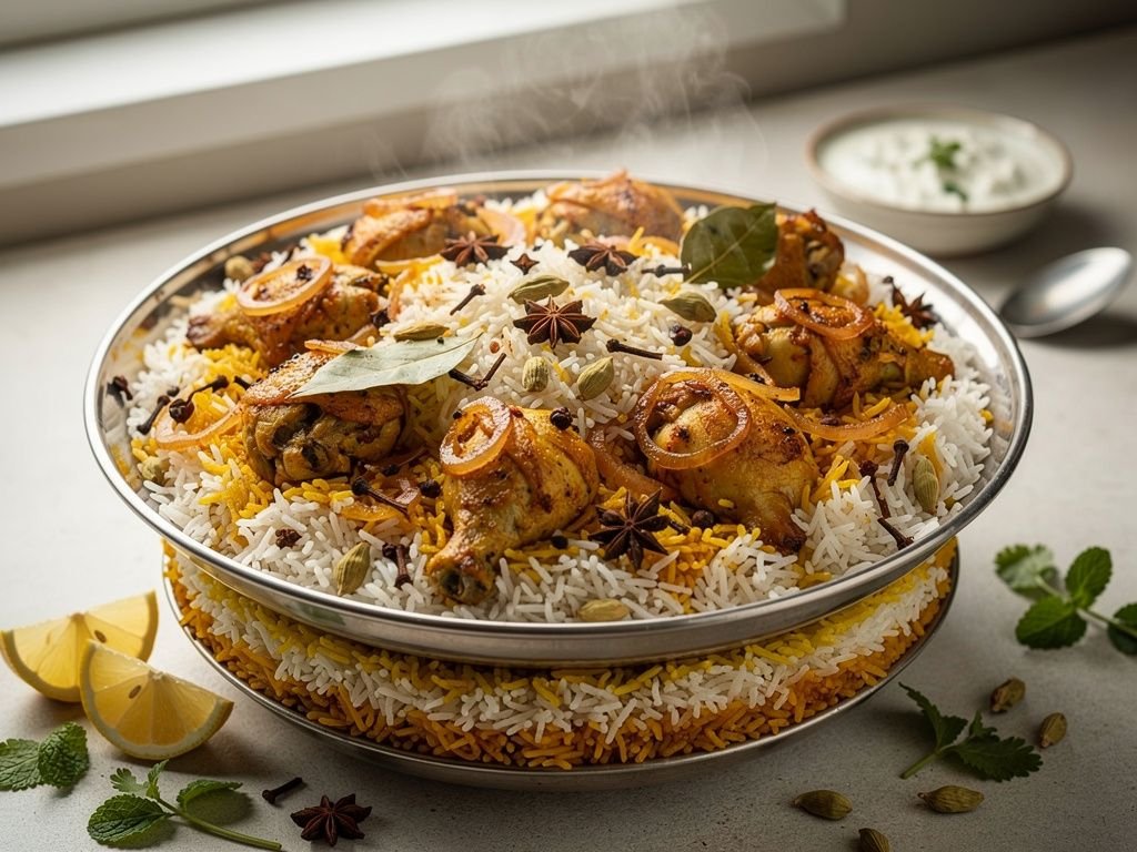 Layered Chicken Biryani