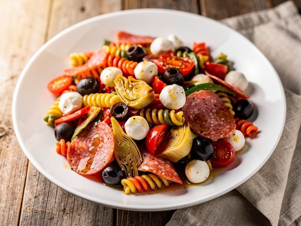 Italian Pasta Salad with Salami and Mozzarella