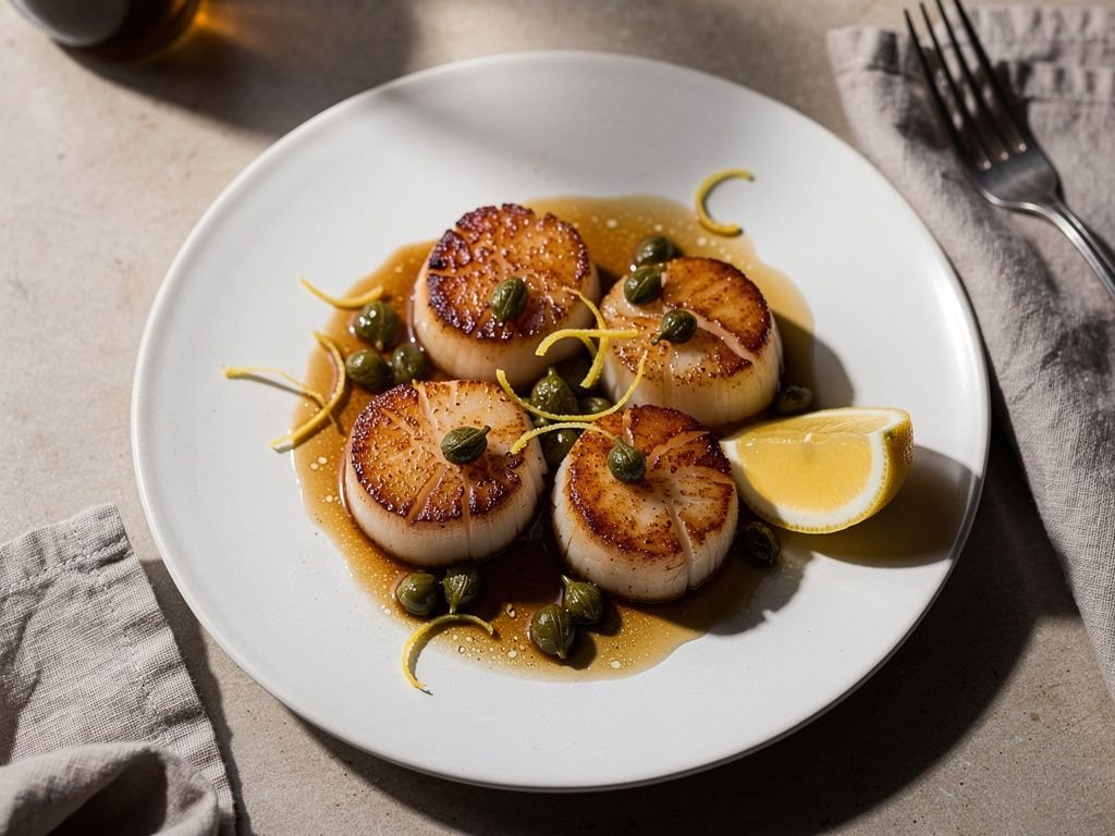 Seared Scallops with Brown Butter and Capers