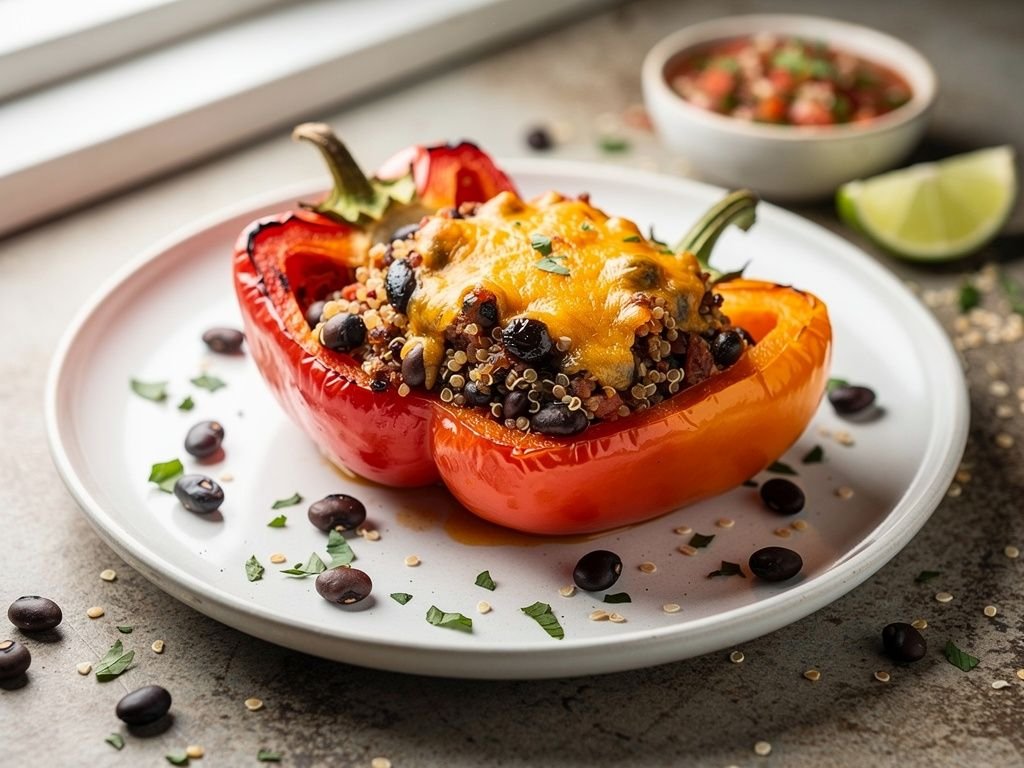 Black Bean and Quinoa Stuffed Peppers