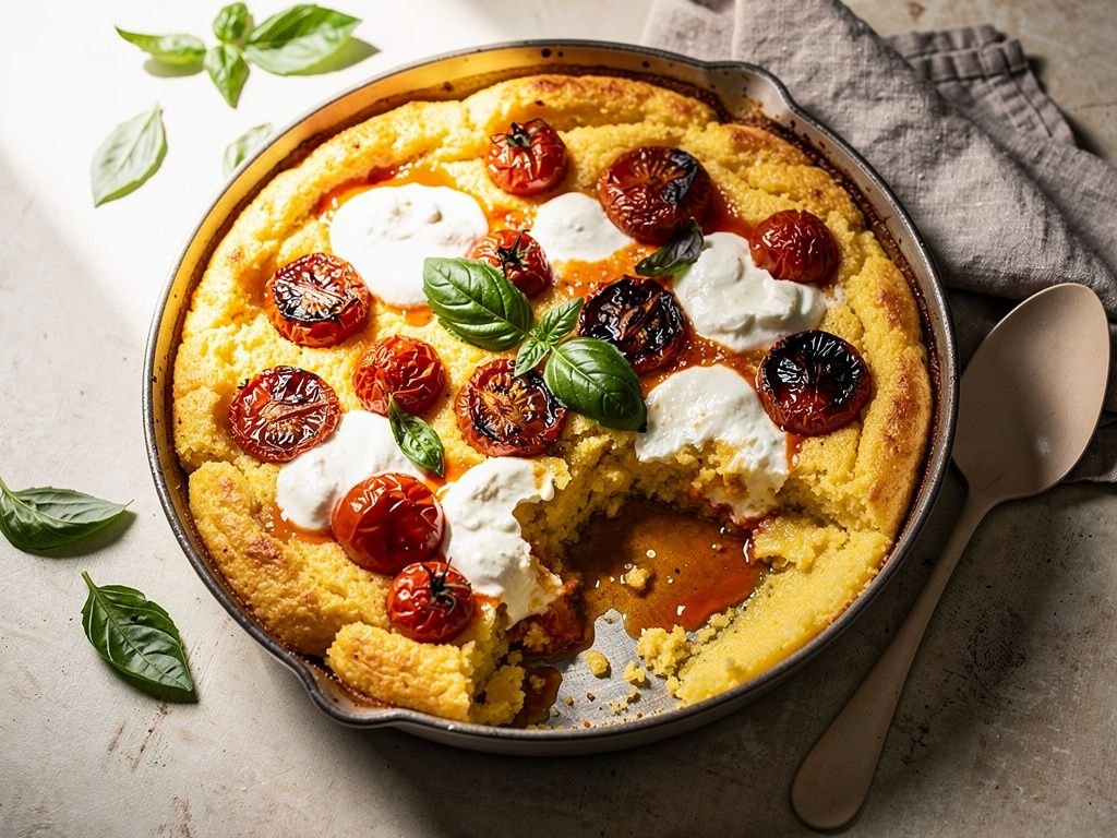 Baked Caprese Polenta with Roasted Tomatoes