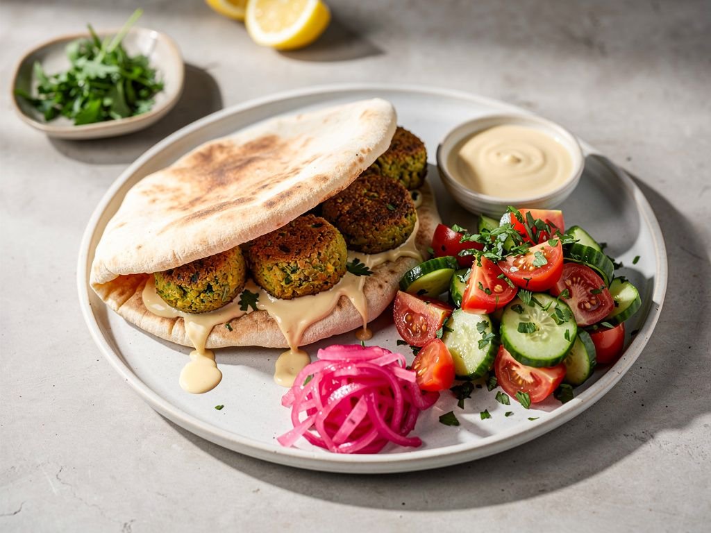 Crispy Baked Falafel Pita Plate