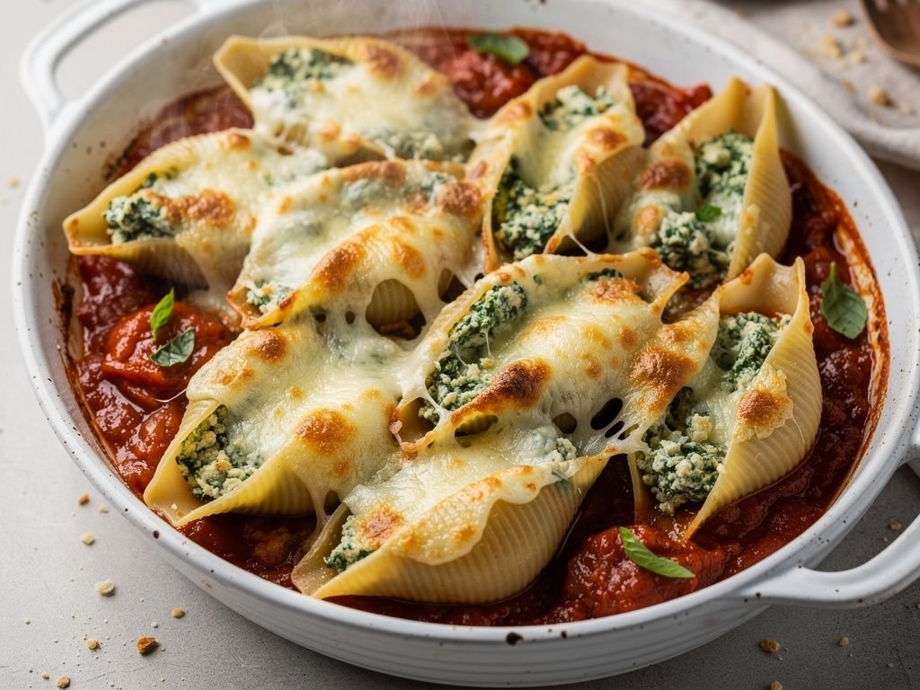 Baked Spinach and Ricotta Stuffed Shells